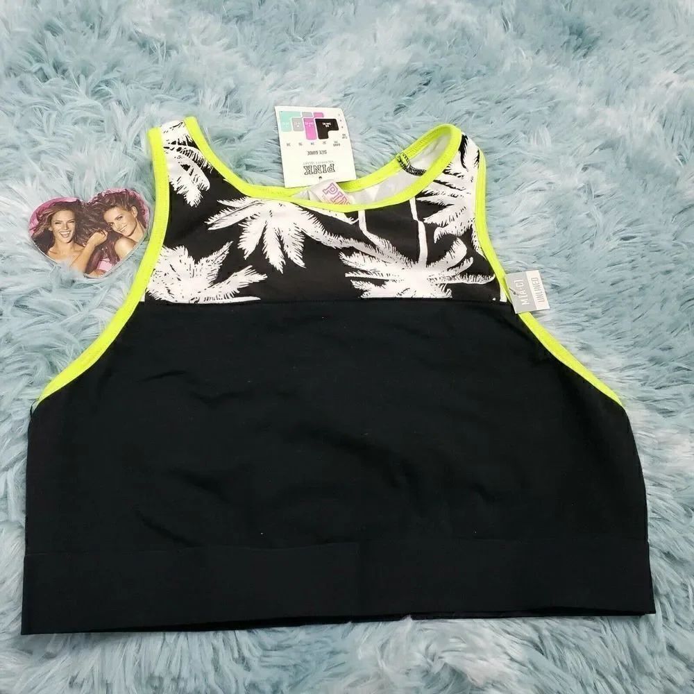 Victoria's Secret PINK Reverse Racerback Bra Top Grassy Palm Medium